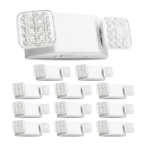 VEVOR 12 Pack Emergency Lights for Business, with Battery Backup, Commercial LED Emergency Exit Lighting Fixtures, AC 120/277V, with Two Square Head Adjustable, 90-Minute Backup, for Business, White