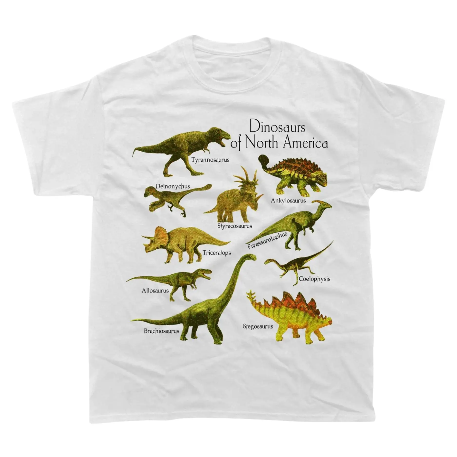 Dinosaurs of North America T-Shirt, Vintage 90s Dinosaur Species Graphic Tee, Prehistoric Retro Shirt, Menswear Womenswear, Trendy shirts, Jurassic Fossil Lover Gift Unisex