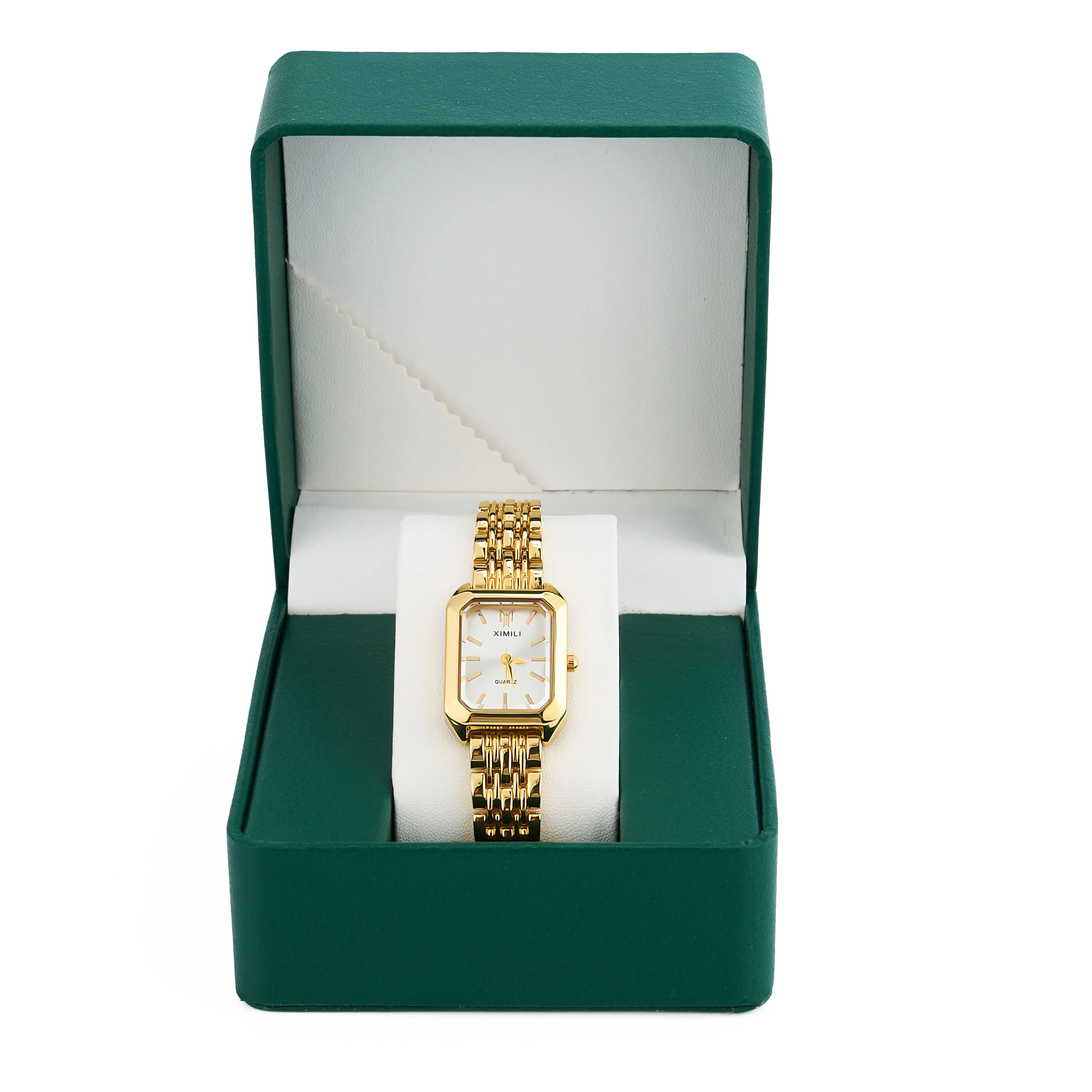 Luxury Ladies Fashion Quartz Watch Simple Scale Square Quality Gold Plated Women Watches Business,Gift box & Adjuster & gift for her
