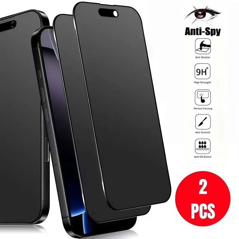 2pcs Protective 1400°C Tempered Imported Optical Polarized Opaque Anti-Spy Privacy Screen Protector for iPhone 12-17,16e Plus,16 Plus,Pro,Max - Bubble-Free Kit, Shockproof iPhone-Compatible Accessory with Installation Support, Screen Protector Iphone