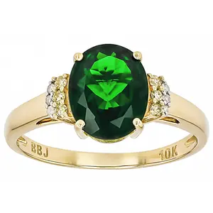 JTV Green Chrome Diopside With Yellow Diamond 10k Yellow Gold Ring 2.44ctw