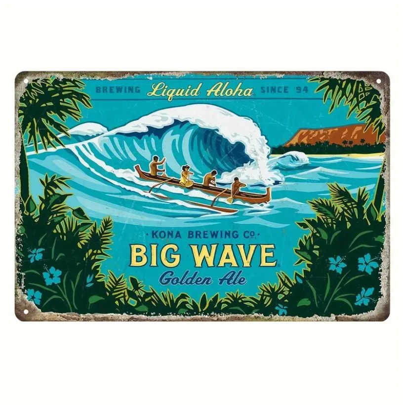 Aluminum Bar Wall Decor, Vintage Surf Metal Art Decorative Sign, Kitchen Signs, Suitable for Home Kitchen Pub, Retro Style, Durable Aluminum Material