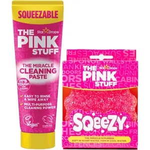 The Pink Stuff Squeezable Cleaning Paste 300g with SQeeZY Scrubber Sponge |     Powerful Multi Purpose Surface Cleaner for Kitchen, Bathroom, Cookware, Tiles, Showers, and More