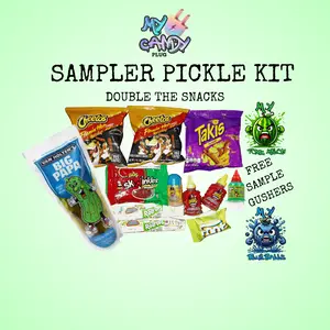 Sampler Dill Pickle Kit with Sour Gusher Samples - DOUBLED Sweet Snack