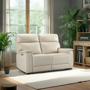 【4 Packages Shipping】2-Seater Genuine Leather Triple Power Reclining Loveseat