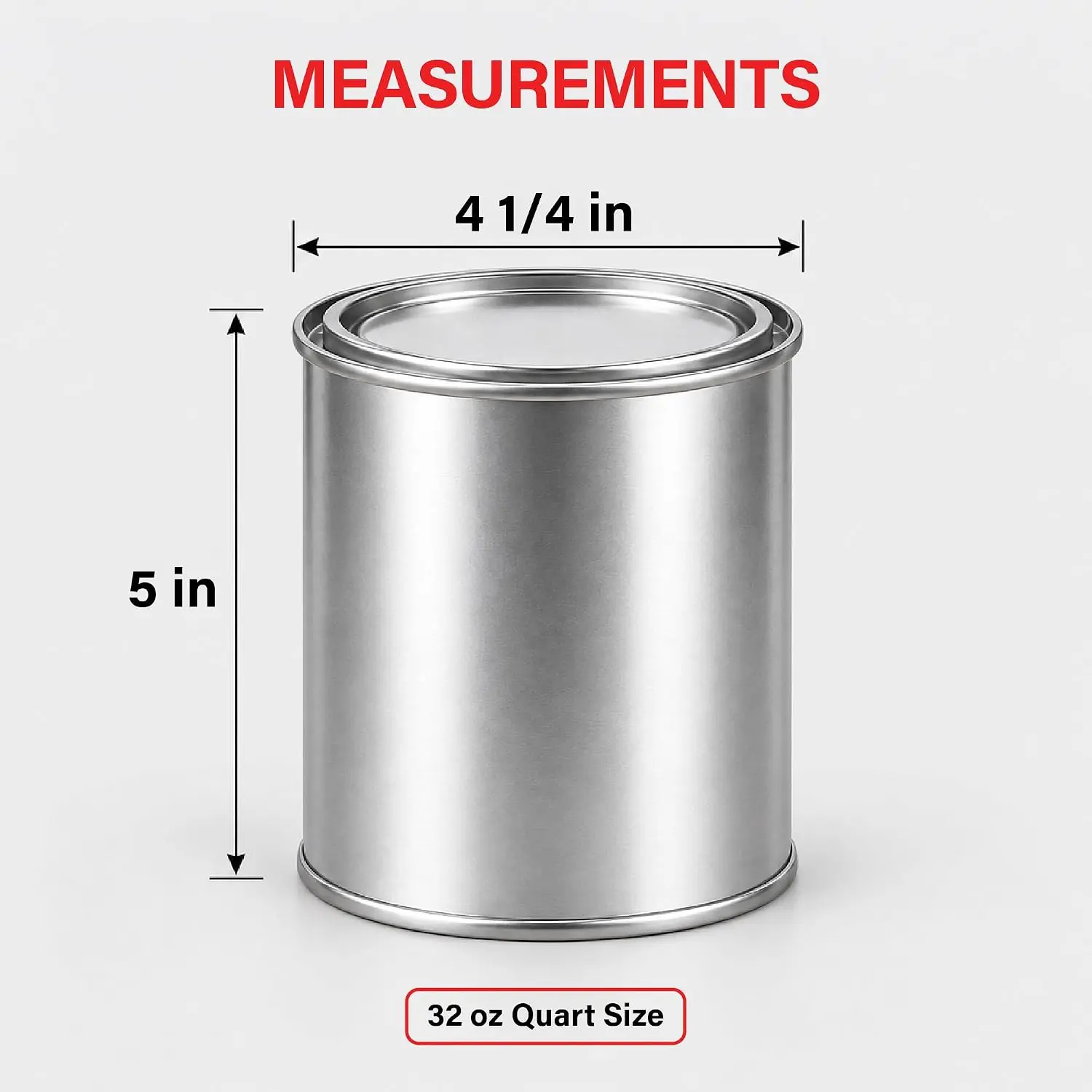 1-qt Cylindrical Empty Metal Paint Tin Cans - Home Supplies Garage Organizer for Bottle Storage, DIY Projects Use, Available in Bulk Value & Multiple Packs (9075)