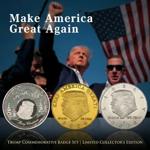3PCS Trump 47th Collectible Coins, Patriotic Design, Memorial Coin Collector Item, Christmas Holiday Gift with Protective Box (Non-circulating Currency)