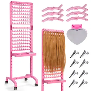 Adjustable 280 Pegs Braiding Rack, Hair Racks with Tray and Braiding Tools, 2-sided Braid Rack for Braiders, Hair Separator with Wheels