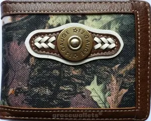 Bullet Mens Wallet Western Bifold Check Book Style W035-56 Camo Brown