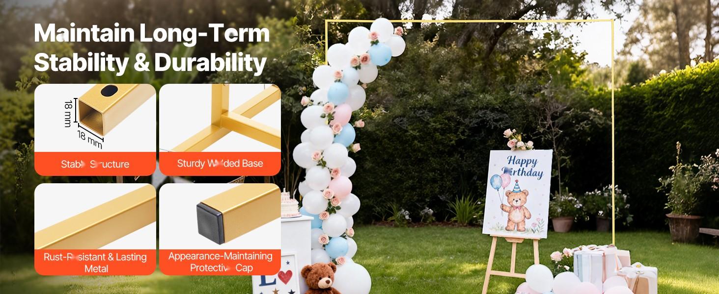 Arch Backdrop Stand 8 X 8 Ft, Sturdy Metal Square Arch Frame With Easy Assembly, Versatile Indoor Outdoor Backdrop Support For Wedding Decor, Birthday Party, Graduation, Holiday Celebration, Ceremony And Stage Decoration