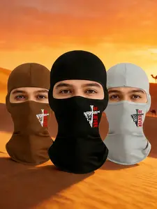 3pcs/2pcs/1pc Unisex BELIEVER Letter and Cross Printing Balaclava Mask Ski Mask for Men Women Suitable for Outdoor Sports Daily Wear Gift Hat