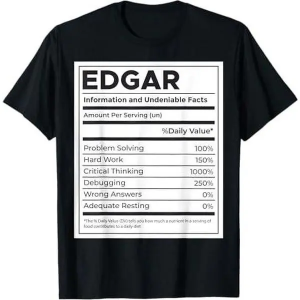 Edgar Nutrition Information, Problem Solving Hard Work T-Shirt