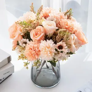 European Country Style Decorative Rose Bouquets with Artificial Flowers for Living Room Coffee Tables and Home Dining Table Floral Arrangements