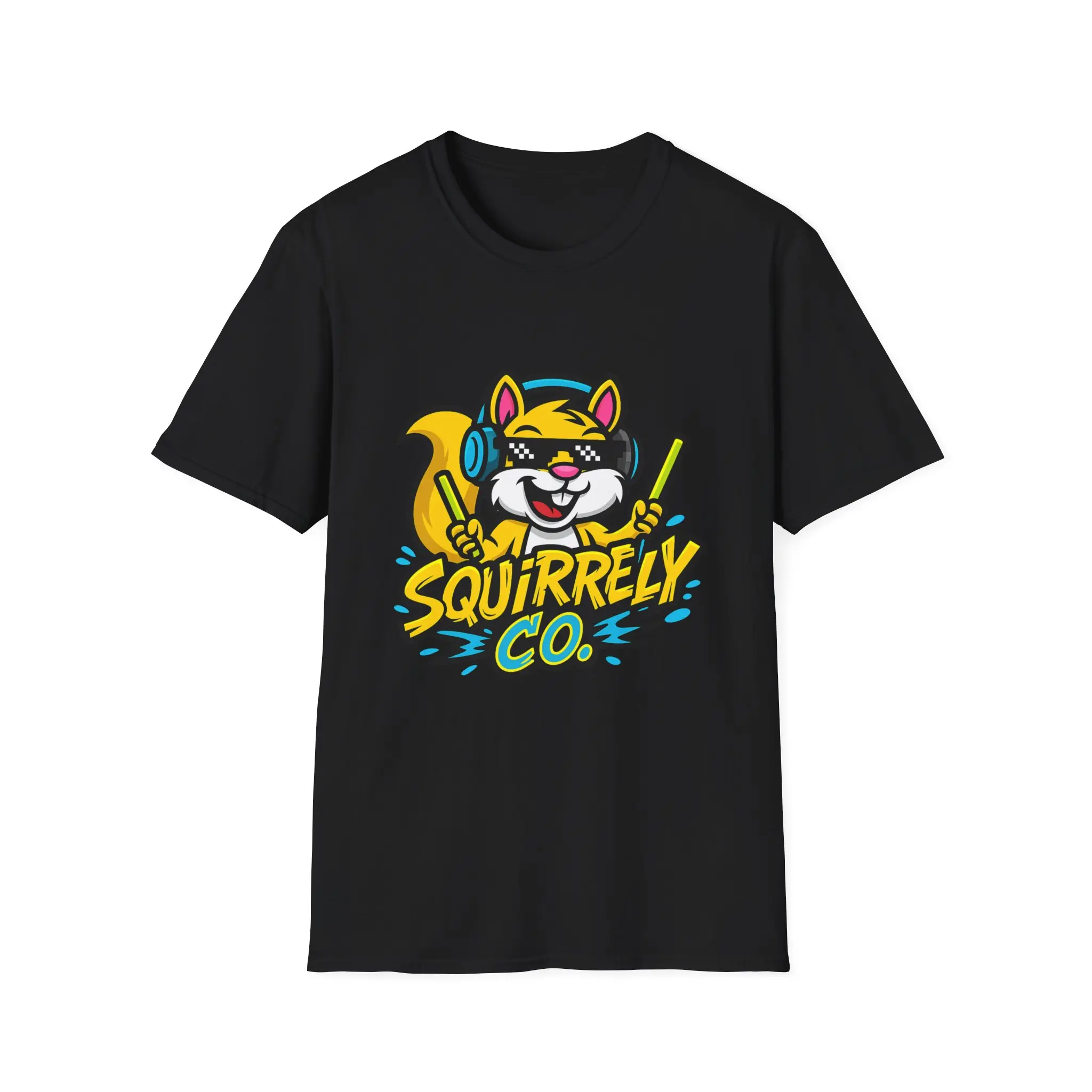 Squirrelly Co. Logo Front T-Shirt - Unisex Casual Cotton Top with ADHD-Inspired Squirrel Design & Pearlized Label for Comfort Knit Piece