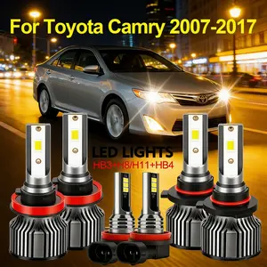 4PCS 9005+H11 LED Headlight Bulbs 6PCS 9005+9006+H11 300% Brighter 6000K White All-in-One High Low Beam Kit 1:1 Mini Size Easy Install for Cars & Trucks