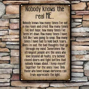 1pc 2D Plane Fun Self-Affirmation Metal Wall Decor - 20.32x 30.48cm Country Style Psychological Power Sign, for Home, Office, Bar Iron Art Poster, No Wiring Needed, Pre-Drilled for Easy Installation - Perfect Gift to Overcome Negative Emotions, Humorous D