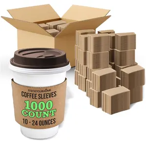 1000 Count Coffee Cup Sleeves for Hot Drinks & Cold Drinks 10-24 ounces, Recyclable & Biodegradeable Disposable Coffee Sleeves, Drink Cup Sleeve for Everyday Use, Caterers, & Coffee Shops, Brown