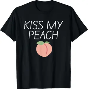 100%cotton Kiss My Peach Butt Pastel Pink Kawaii Core Aesthetic Cute T-Shirt