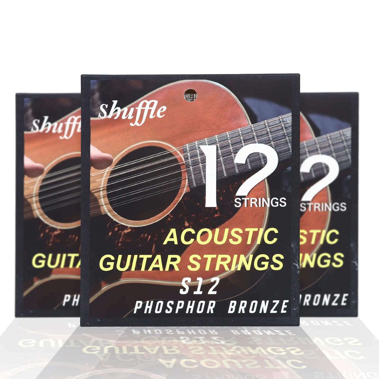 Shuffle S12 Twelve-String Folk Acoustic Guitar Strings Phosphor Bronze Material PU Coated, Durable Musical Instrument Parts & Accessories, Compact Dimensions, Durability