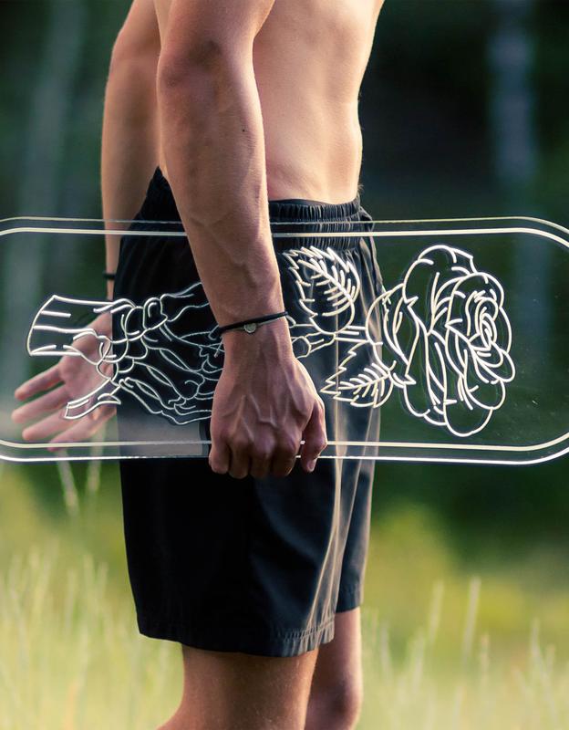 Ghost Long Board Skeleton Rose LED Skateboard - 40" Longboard for All Ages