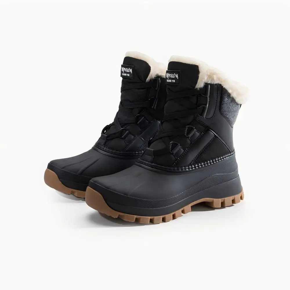 KOLILI Women's Winter Snow Boots -  Rubber-Nylon,Lace-Up,Waterproof, Fleece-Lined, Warm Soft Hiking Shoes with Standard US Sizes for Cold Weather Outdoor Walking