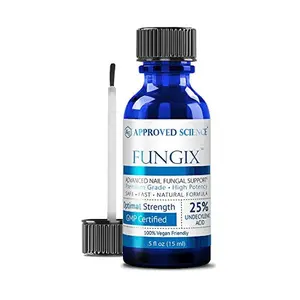 Approved Science FungiX – Extra Strength Nail & Skin Support – With 25% Undecylenic Acid, Tea Tree Oil & Aloe – Promotes Healthy-Looking Nails – Fast-Absorbing Topical Formula – 30ml – Made in USA