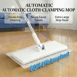 Hands-Free Flat Mop with One-Press Pad Change, Wet & Dry Cleaner for Home Floors, Walls, Tile, Hardwood and Glass