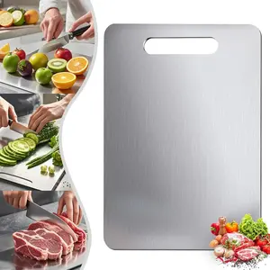 304 Stainless Steel Cooking ChoppingBoard - 0.1cm Thin Lightweight Solid Metal, Dual-Side Non-Stick Kitchen Supply for Meat, Fruit -Durable Kitchenware, Mother's Day Gift,#SummerVibes,summervibes Knives Chopping Board Non-slip, Non-Toxic Chopping Boards