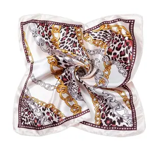 Luxury Silk Satin Scarf with Printed Patchwork Wraps Spring Autumn Designer Pattern