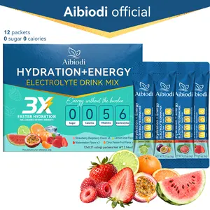 【New】Aibiodi Electrolyte Powder Sticks Hydration Drink Mix Sugar-Free Fruit Flavors 6 Essential Vitamins Minerals for Active Lifestyles