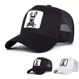 Unisex Rabbit Embroidered Baseball Cap Mesh Hat Outdoor Sport Adjustable Sunscreen Leisure Hat Spring Autumn Travel Tourism Beach Vacation