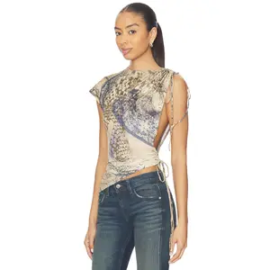 Jaded London Asymmetrical Ruched Top in Multi