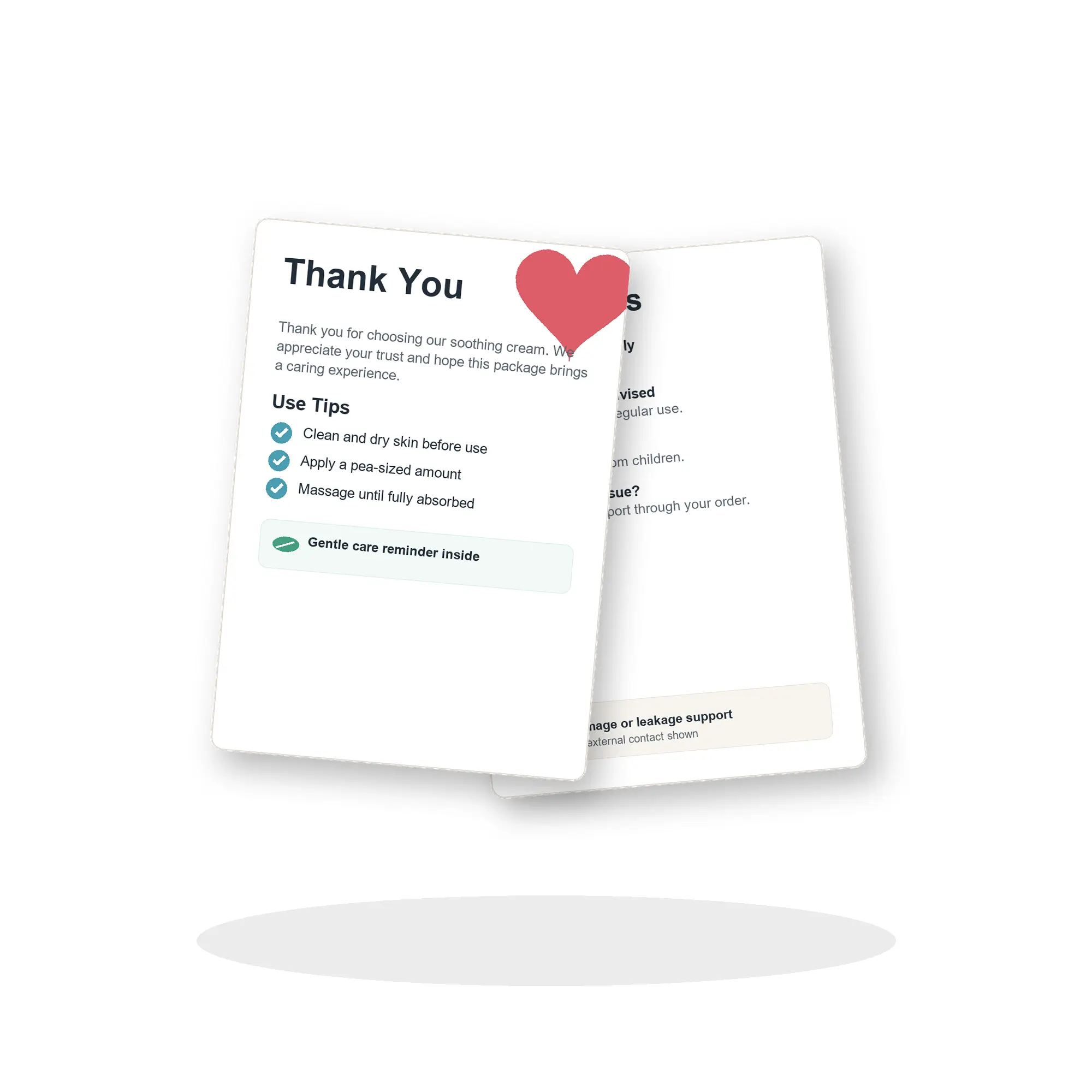 Thank You Care Card | Customer Appreciation Insert with Use Tips, Safety Notes & After-Sales Support,back to school