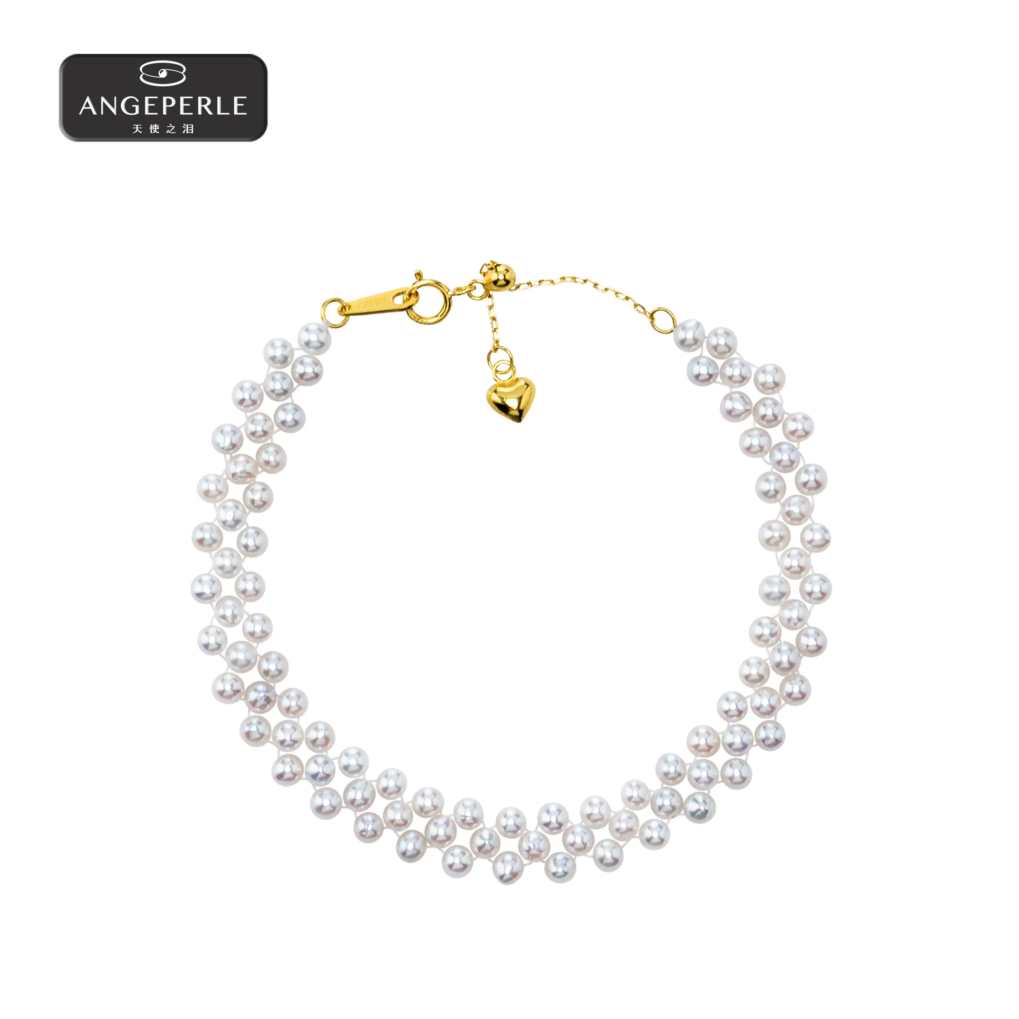 ANGEPERLE S925 Silver Freshwater and Gablily Pearl Bracelet 3-4mm TSJ544
