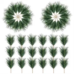 60 PC Artificial Green Pine Needles Branches-Small Pine Twigs Stems Picks-Fake Greenery Pine Picks for Christmas Garland US
