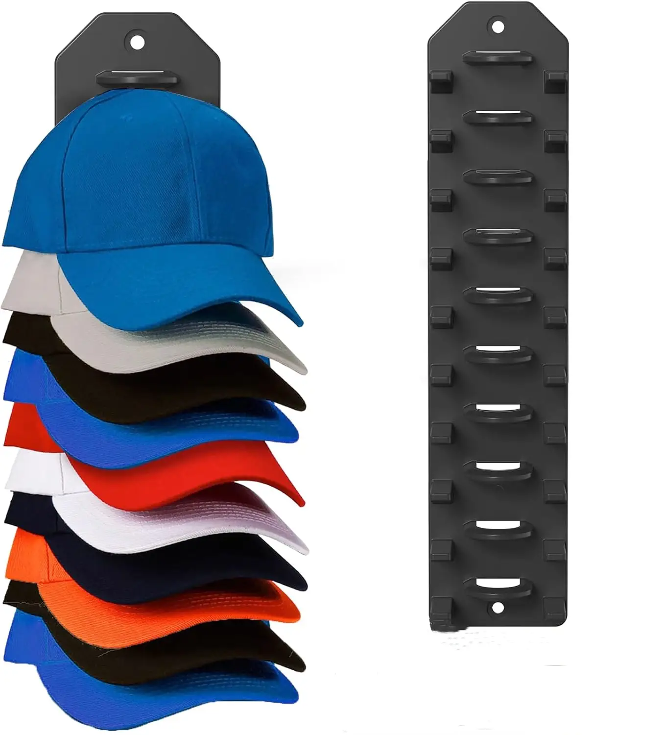 Baseball Cap Organizer - Wall Hanging Organizer for Hats Holds Up to 10 Hats Suitable for Door Bedroom Closet Multicolor Decor Black Racks Minimalist
