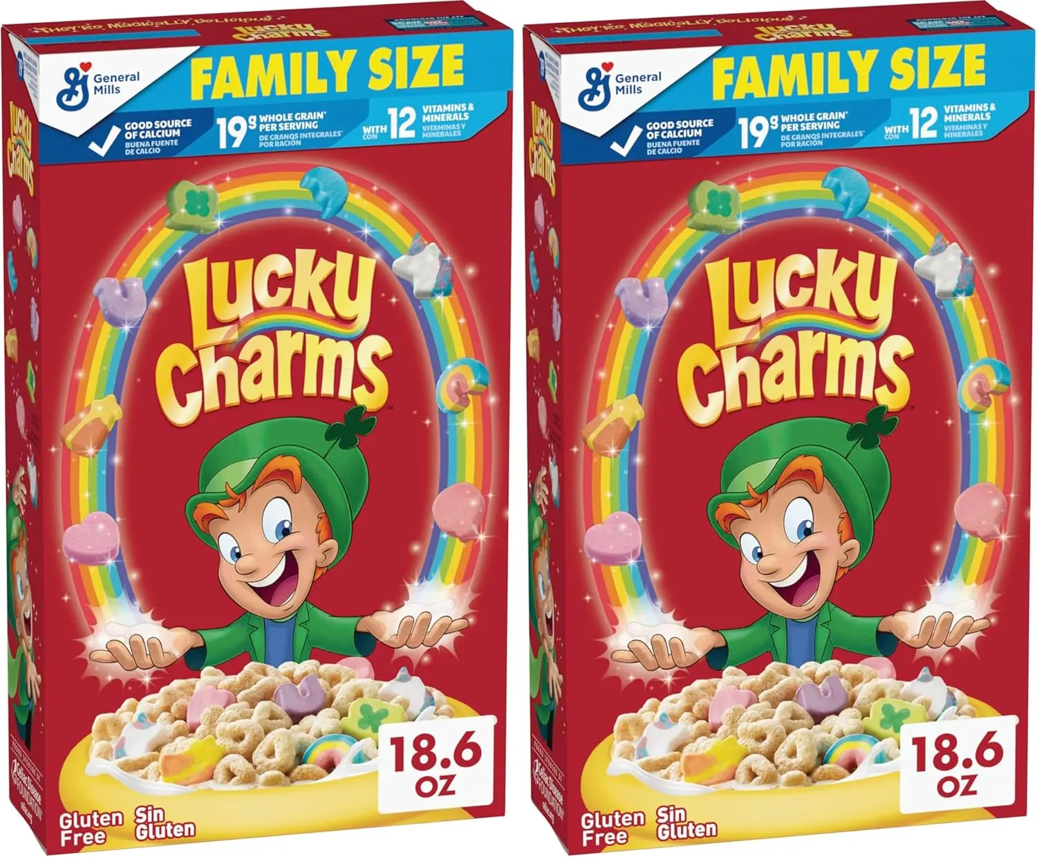 Lucky Charms Cereal with Marshmallows, Gluten Free Cereal Made with Whole Grain, Family Size