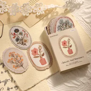 45 Sheets Box Sticker Pack, Mysterious Flower Collection Plant Theme Stickers, Hand Account Stationery Water Bottle Multi-Scene Decorations, Scrapbooking, Handmade Crafts