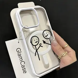 Stick Figure Conversation Phone Case， Minimalist Line Art Style for iPhone 17 16 15 14 13 12 11 Plus Pro Max. A9