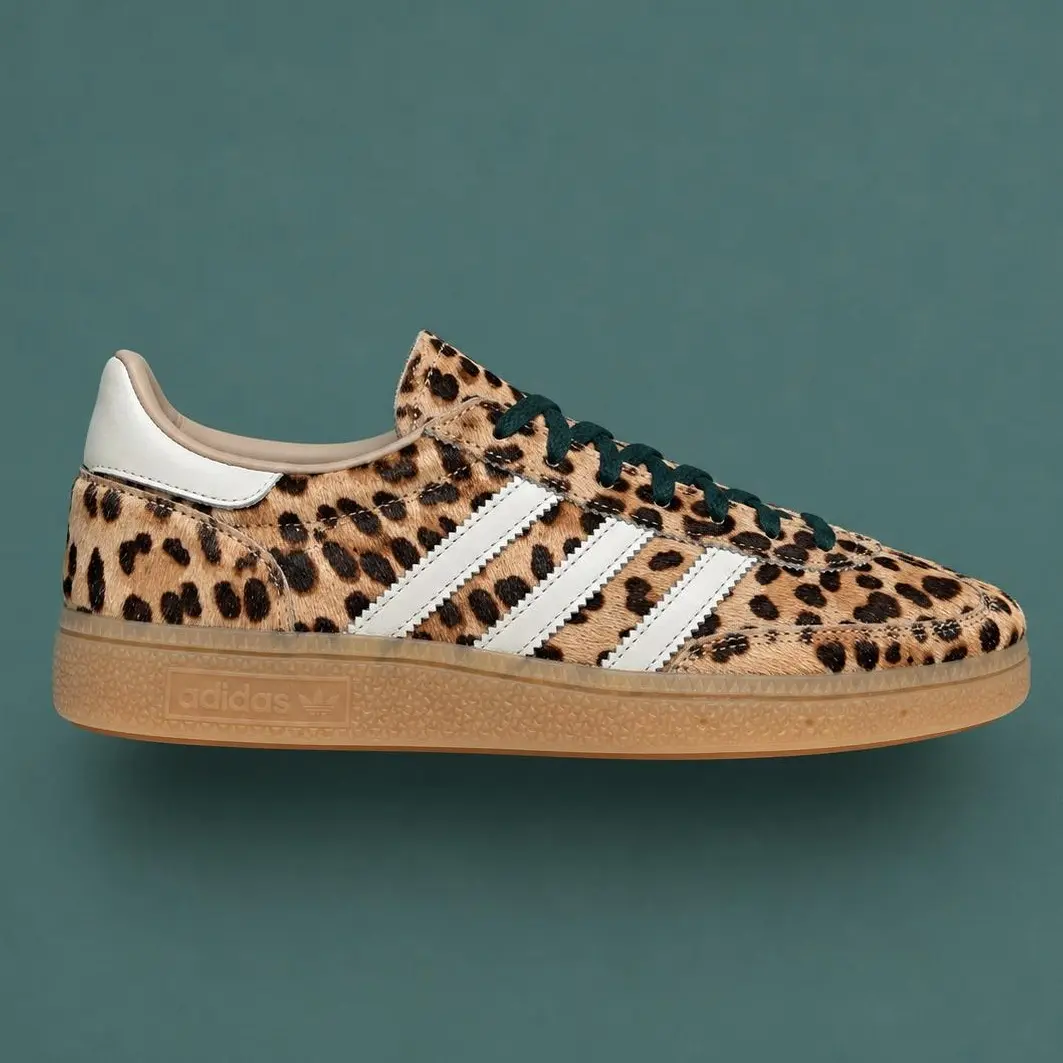 Adidas Handball Spezial Leopard Magic Beige Women's Fashion Sneaker New