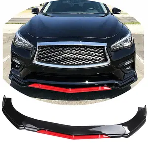 Front Bumper Lip Spoiler Splitter For Infiniti Q50 Base Glossy Black+Red