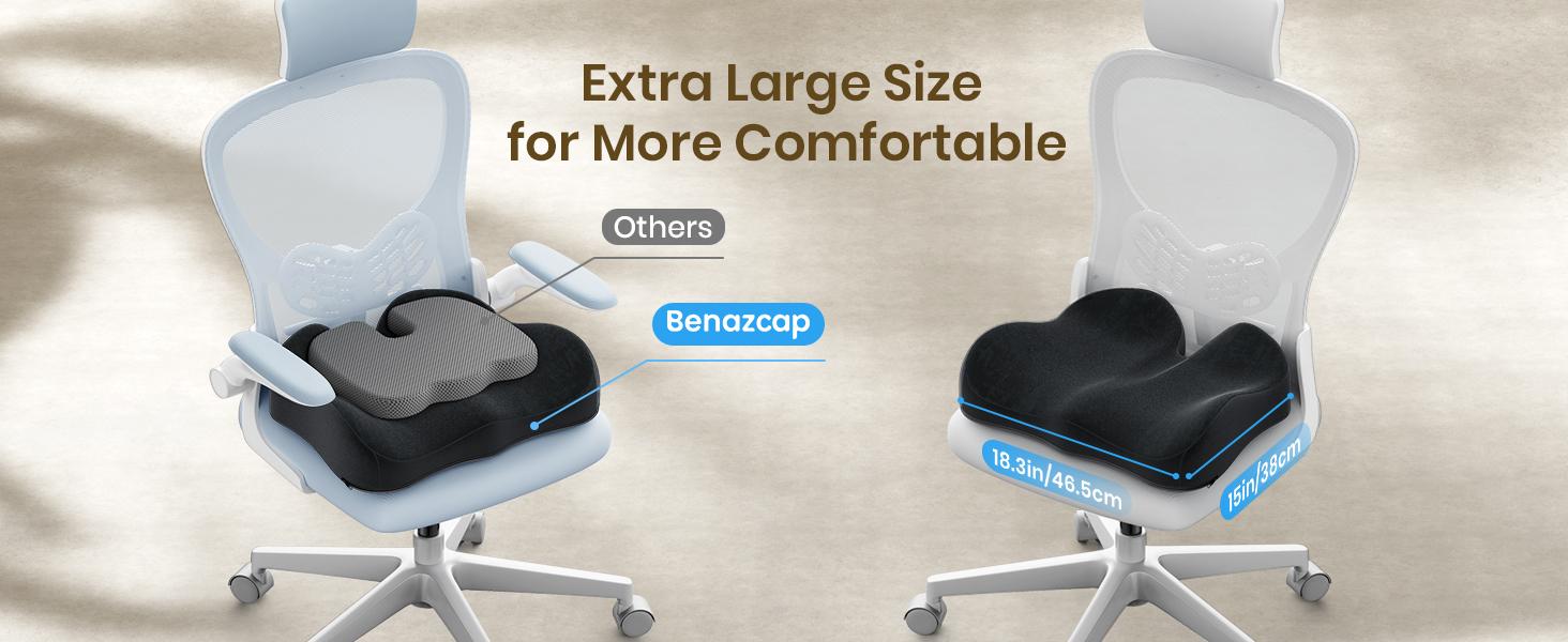 Benazcap Large Memory Foam Office Chair Cushion Seat Pad Ergonomic for Sciatica Tailbone Back Pain Relief Car Seat Cushions for Driving Benazcap Large Memory Foam Office Chair Cushion Seat Pad Ergonomic for Sciatica Tailbone Back Pain Relief Car Seat Cushions for Driving