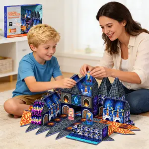 Magnetic Tiles Set, Blue Castle Building Blocks, Stem Educational Toy for Kids, Ages 3-8, Birthday Gift for Boys and Girls