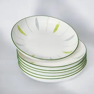 Set of Six Vintage Ceramic Plates, 20.7 Cm Underglaze Soup & Vegetable Plates, Oven & Microwave Safe, Ideal for Home & Restaurant Use