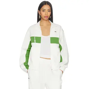 Lacoste Relaxed Fit Twill Jacket in Flour & Billiard Green