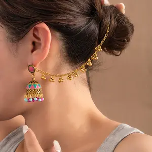 Vintage Bohemian Beaded Tassel Earrings For Women  2 In 1 Hollow Statement Dangle Earrings Stud Hoop wild deco