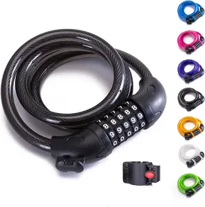 Bike Lock Bicycle Lock Chain ，5-Digit Combination Lock Core Steel Wire Bike Lock Security&Portable Bicycle Locks,1.1M X 1/2 Inch (Black) XZSUN