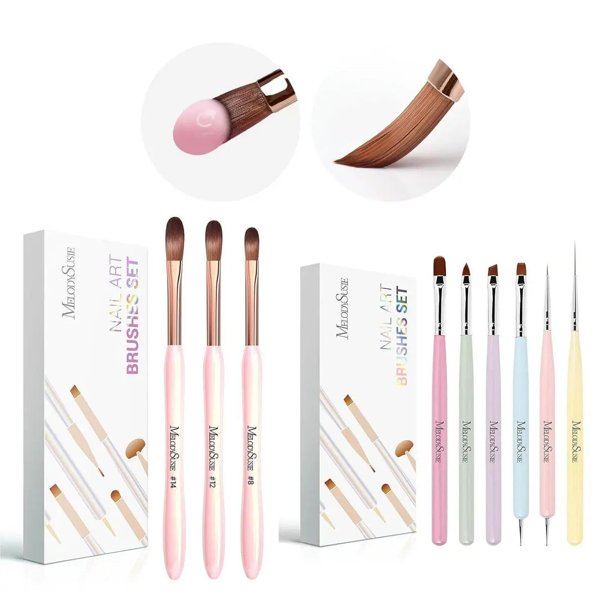 3Pcs Acrylic Nail Brush Set MelodySusie Nail Art Brushes Set