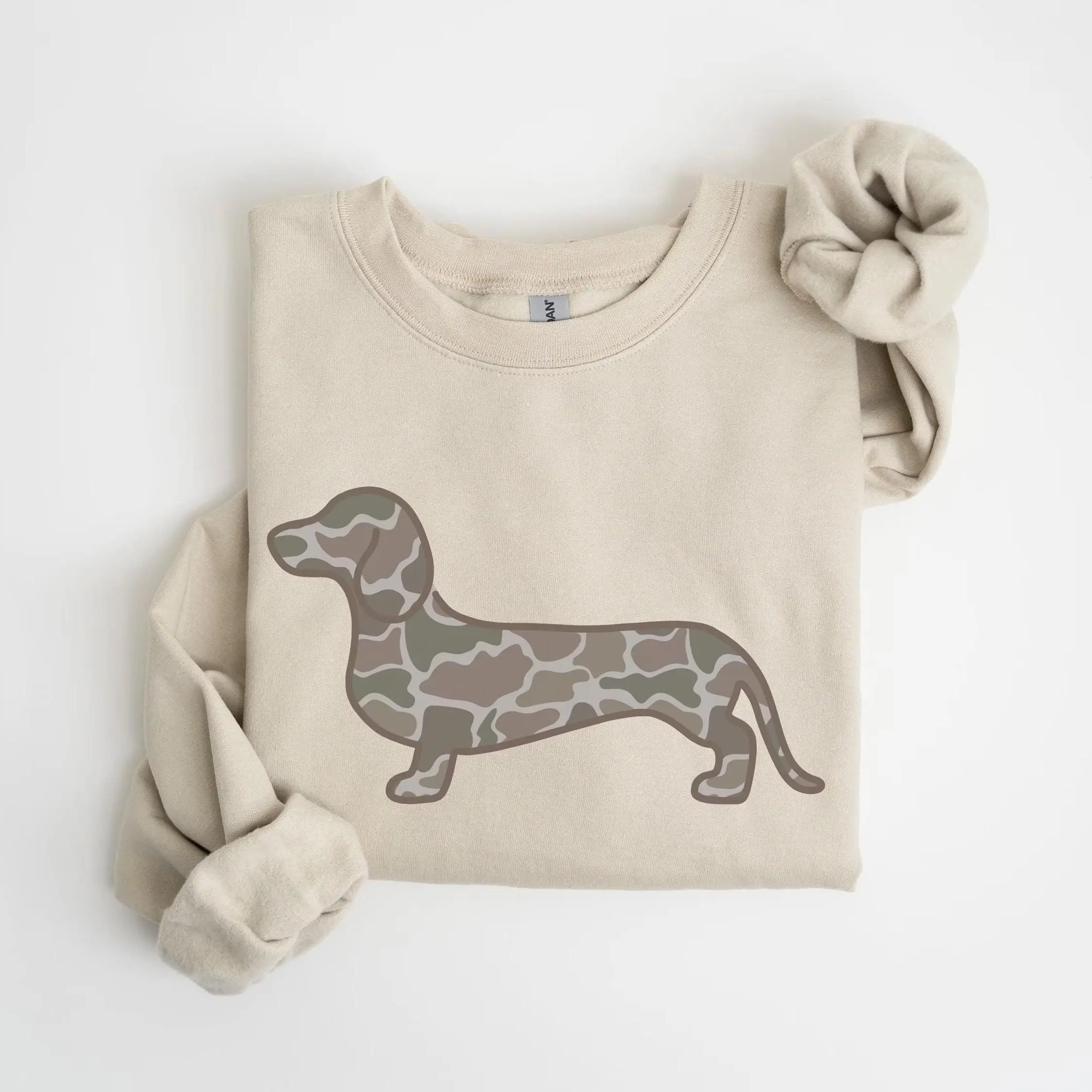 Dachshund Duck Camo T-Shirt, Sweatshirt, Hoodie, Duck Camo Wiener Dog Outfit, Cute Doxie Crewneck, Funny Dog Graphic Top