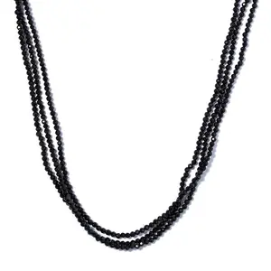 Black Spinel Necklace - Black Beaded Layered Necklace for Women - Multi Strand Bead Necklaces - 18" Length Costume Jewelry Birthday Christmas Gifts for Women